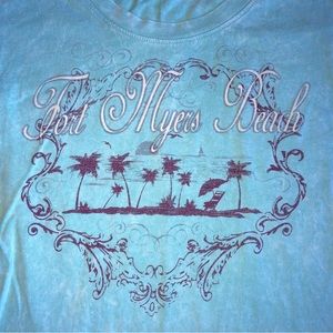 NEW Fort Myers Beach Tee Shirt Vintage Wash Small Blue Women’s NWOT